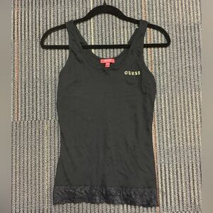 Guess Black Tank Top with lace bottom